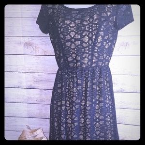 Speechless Black Lace Overlay Dress